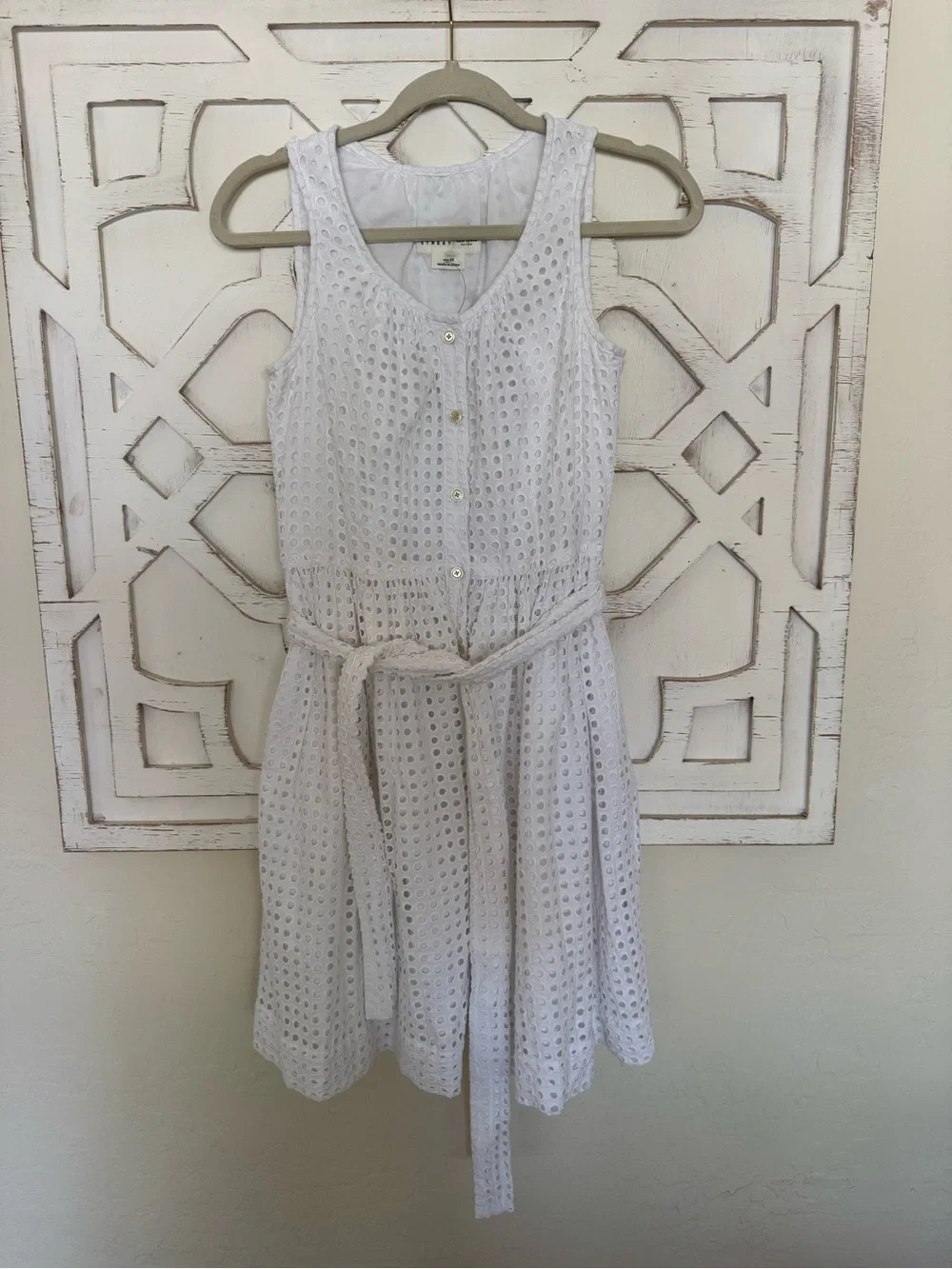 Kate Spade Broome Street Belted White Eyelet Tie-Waist Sundress